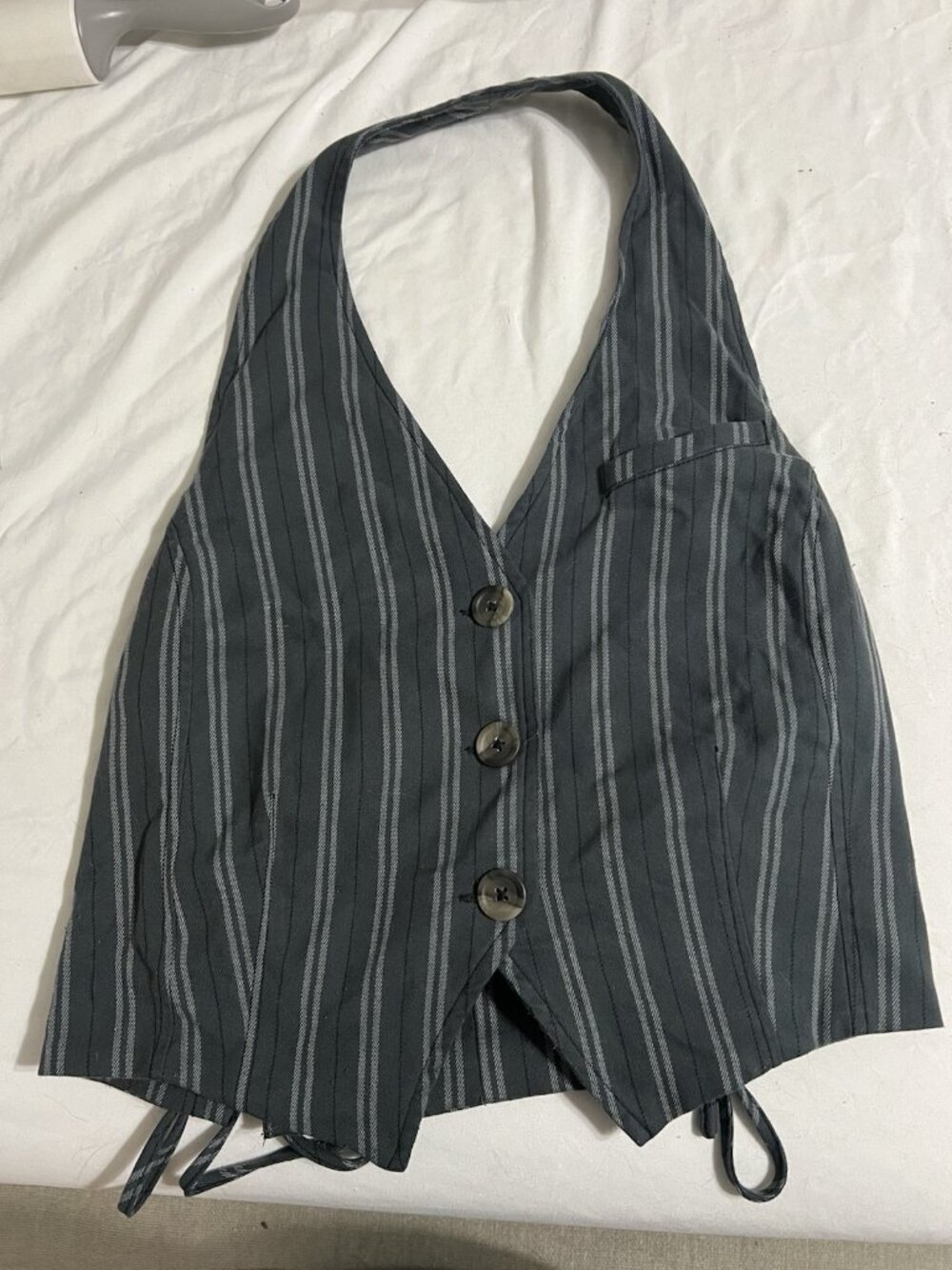 Free People Dakota Stripe Halter Vest Size Medium Charcoal Combo